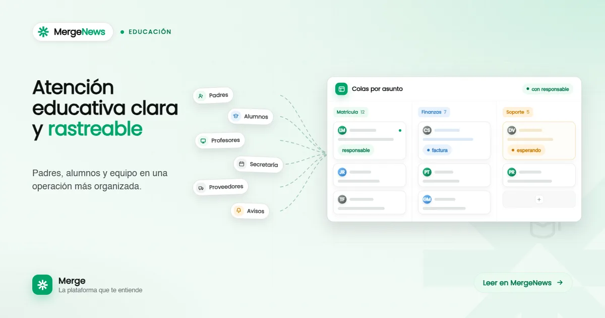 Una escuela comunicándose de forma organizada con padres y alumnos por WhatsApp
